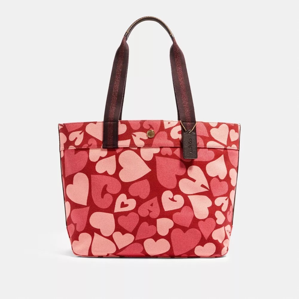 ❤️ COACH 🩷 Heart Print Tote in Red and Pink